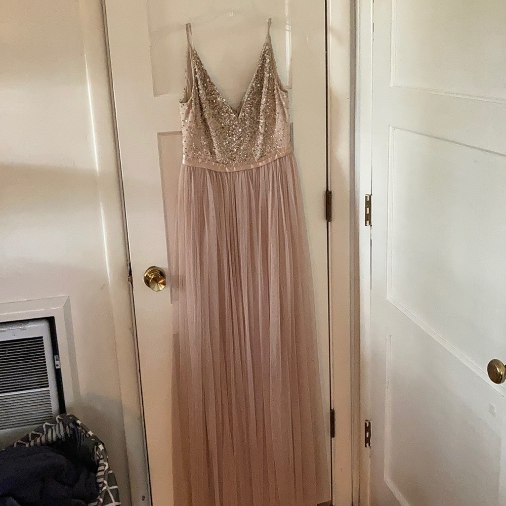 Blush Beaded BHLDN Bridesmaid Dress